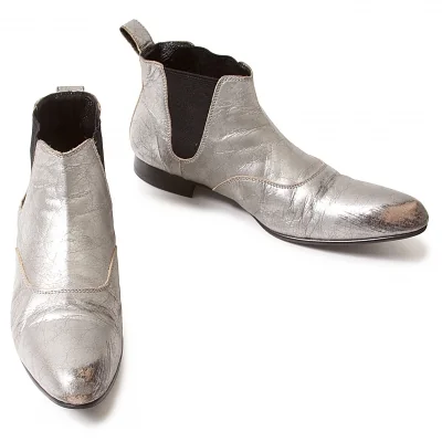 【SALE】リミフゥLIMI feu 箔レザーサイドゴアブーツLL（25位)