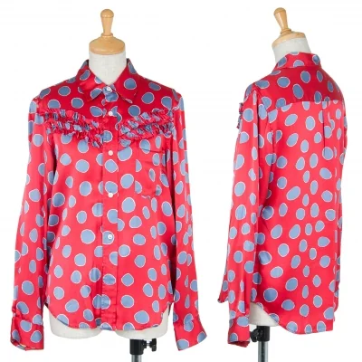 コムコム コムデギャルソンCOMME des GARCONS フリル装飾ドット柄シルクシャツ