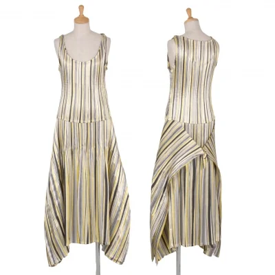 イッセイミヤケ ホワイトレーベルISSEY MIYAKE WHITELABEL 光沢カラフルプリーツセットアップスーツ 黄グレーオフ