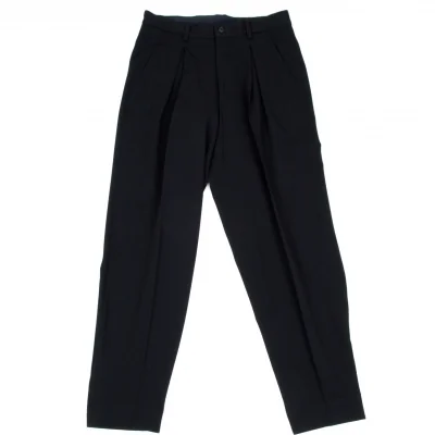 イッセイミヤケ メンISSEY MIYAKEMEN ウールギャバ2タックパンツ 紺
