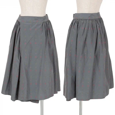 リミフゥLIMI feu エスニック柄刺繍ラップデザインギャザースカート グレー赤他