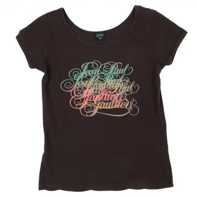 【SALE】ジャンポールゴルチエ ファムJean Paul GAULTIER FEMME ロゴラバープリント半袖Tシャツ 茶