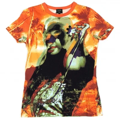 【SALE】ジャンポールゴルチエ ファムJean Paul GAULTIER FEMME グラフィックプリント半袖Tシャツ オレンジマルチ