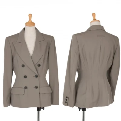 ジャンポールゴルチエクラシックJean Paul GAULTIER CLASSIQUE ダーツデザインピークドラペルダブルジャケット モカベージュ