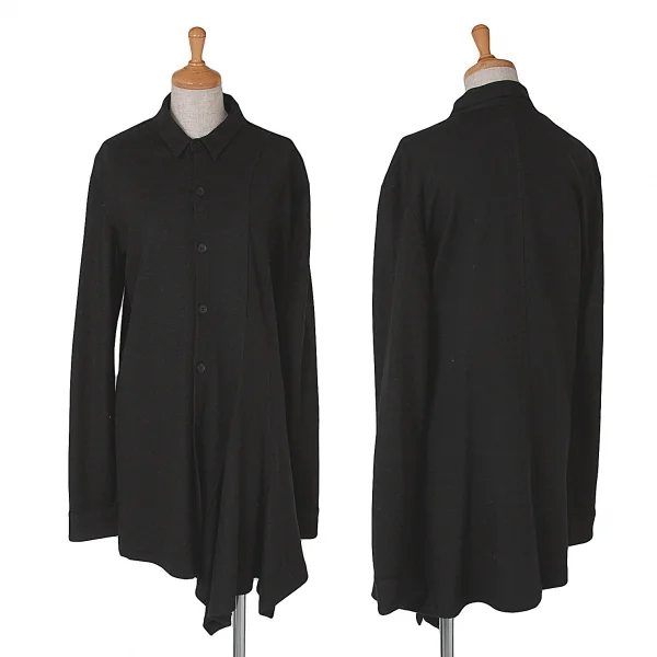ヨウジヤマモト ノアールYohji Yamamoto FEMME 切替ドレープ天竺起毛ウールシャツ