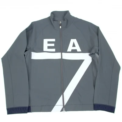 エンポリオ アルマーニ エアセッテEMPORIO ARMANI EA7 ロゴプリントトラックジャケット グレー白