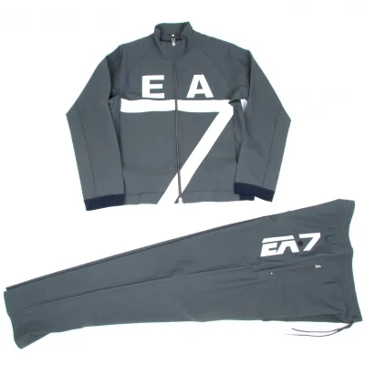 エンポリオ アルマーニ エアセッテEMPORIO ARMANI EA7 ロゴプリントジャージセットアップ グレー白