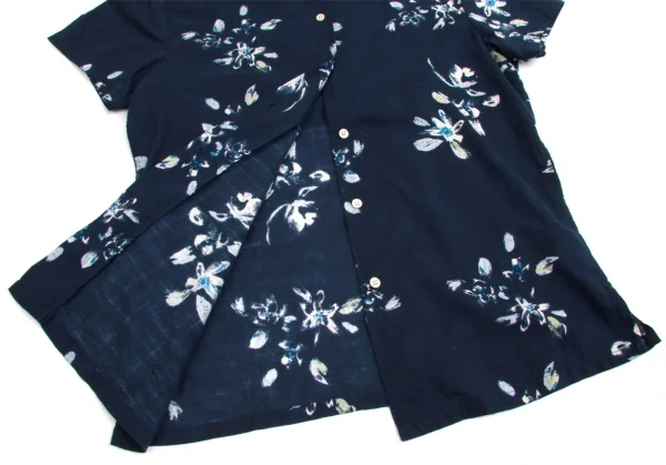 【美品】45rpm藍染花柄半袖シャツ 45rpm 花柄染め抜き半袖シャツ 藍M位 | DCブランド古着通販
