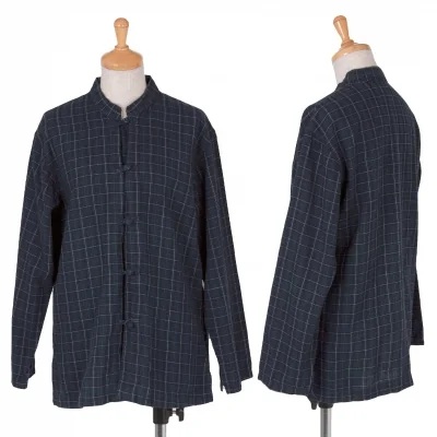 【SALE】45rpm チェックチャイナボタンシャツ 紺