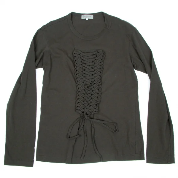 【SALE】ヨウジヤマモト プールオムYohji Yamamoto POUR HOMME レースアップ貼り付け長袖カットソー