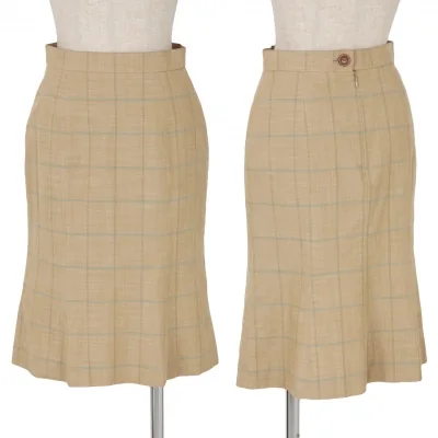 ヴィヴィアンウエストウッド レッドレーベルVivienne Westwood Red Label コットンチェックスカート ベージュ緑他