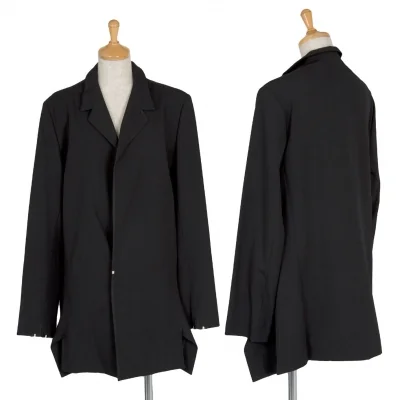 ヨウジヤマモト ファムYohji Yamamoto FEMME ウールギャバパイピングステッチデザインジャケット 黒