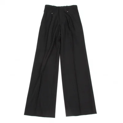 【SALE】ヨウジヤマモト ファムYohji Yamamoto FEMME ウールギャバステッチデザインタックパンツ 黒