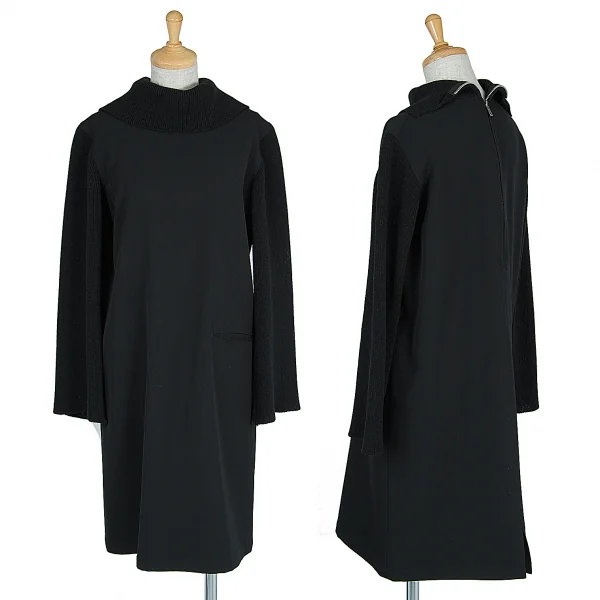 【SALE】ワイズY's ニット切替ウールギャバワンピース