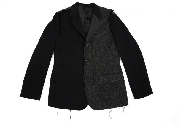 【SALE】ヨウジヤマモト プールオムYohji Yamamoto POUR HOMME ツイード切替ウールギャバジャケット