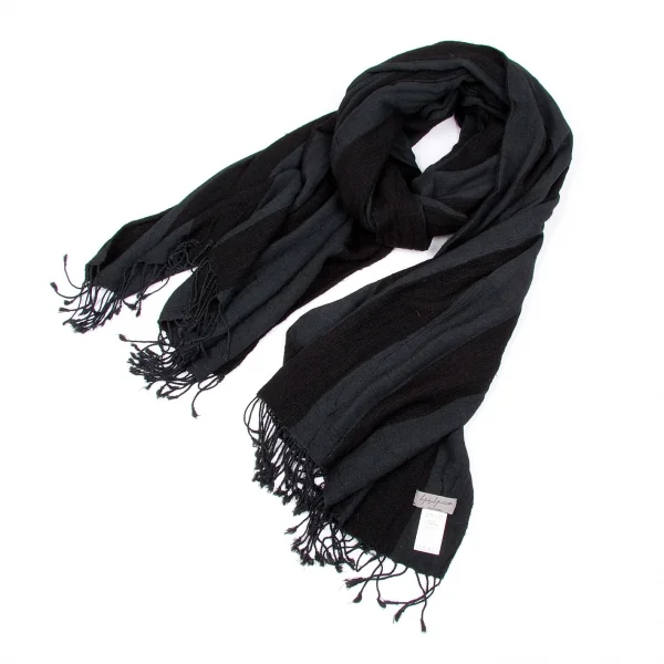 ヨウジヤマモト プールオムYohji Yamamoto POUR HOMME シルクウールストライプビッグストール