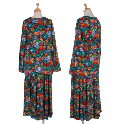 ケンゾーKENZO 花柄ウールセットアップスーツ 赤青マルチ