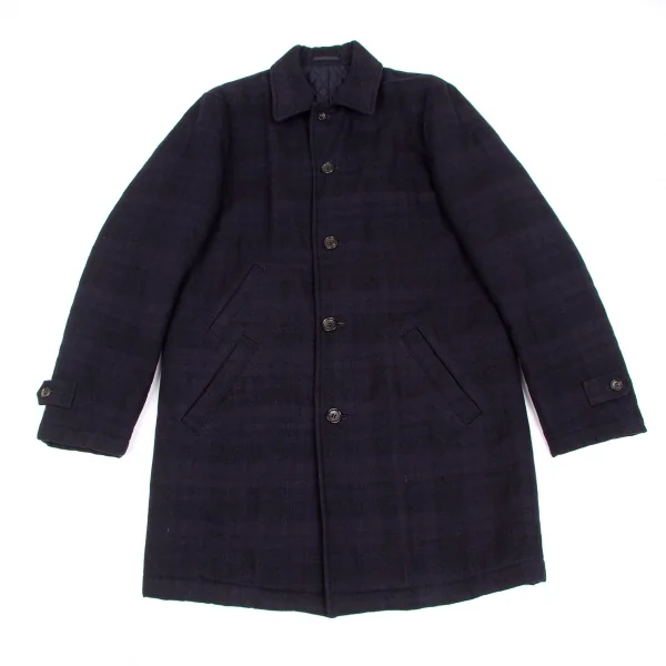 【SALE】コムデギャルソン オムCOMME des GARCONS HOMME 裏キルティング製品洗い加工チェックステンカラーコート