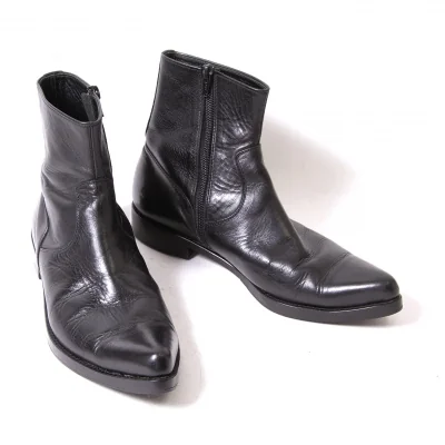 【SALE】ヨウジヤマモト ファムYohji Yamamoto FEMME 切替レザーポインテッドトゥブーツ