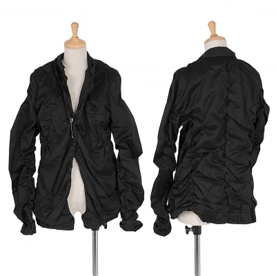 【SALE】ワイスリーY-3 コットンピン留めシャーリングデザインストレッチジャケット 黒