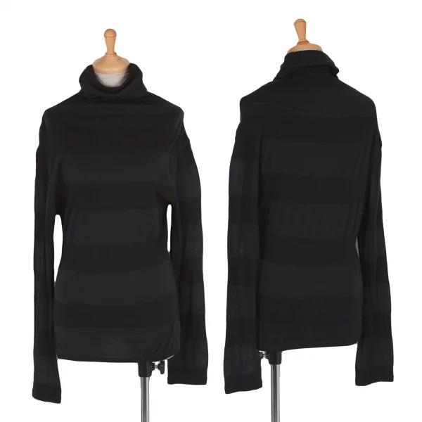 【SALE】ヨウジヤマモト ファムYohji Yamamoto FEMME カシミヤコットンハイネックボーダーカットソー