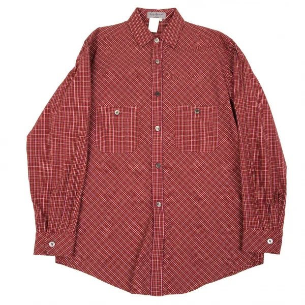 ヨウジヤマモト プールオムYohji Yamamoto POUR HOMME 長袖チェックコットンシャツ