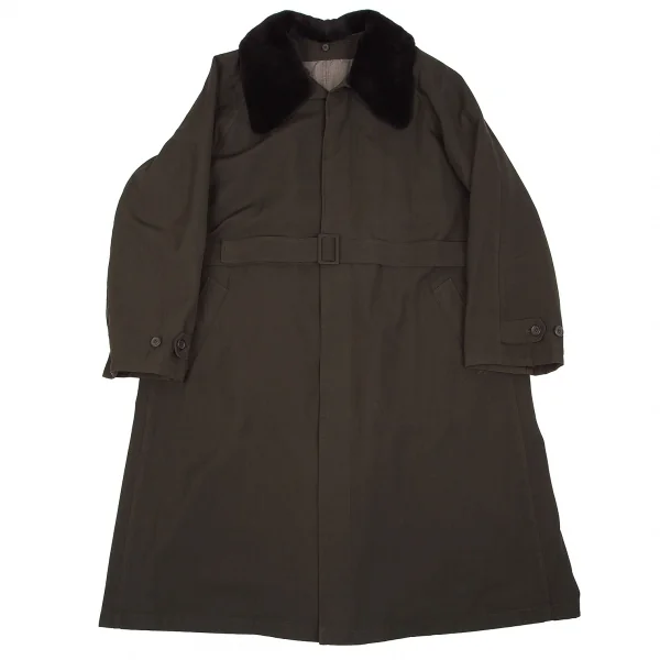 【SALE】ヨウジヤマモト プールオムYohji Yamamoto POUR HOMMEミンク衿脱着製品染めウールギャバロングコート