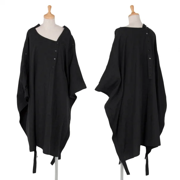 ヨウジヤマモト ノアールYohji Yamamoto NOIR コットン花柄織りボタンデザインポンチョ