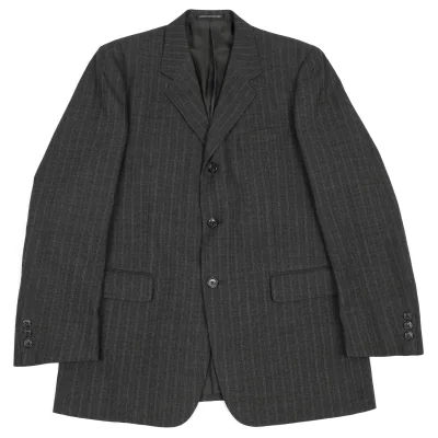 【SALE】ヨウジヤマモト コスチュームドオムYohji Yamamoto COSTUME D'HOMME ウールストライプジャケット グレー濃淡