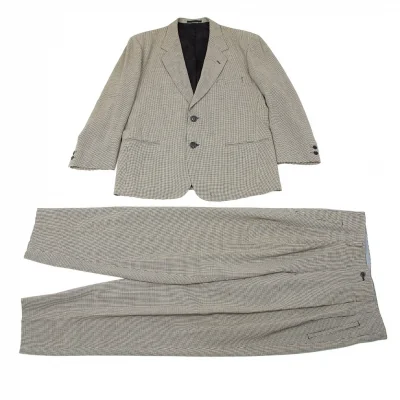 イッセイミヤケ メンISSEY MIYAKE MEN ウール千鳥セットアップスーツ 生成り黒