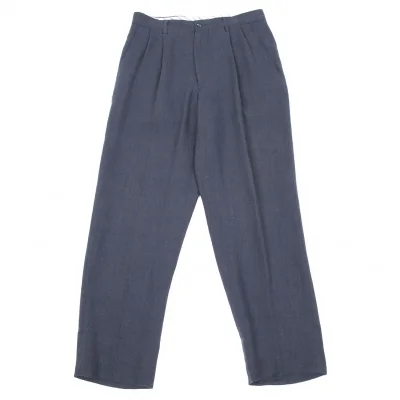 イッセイミヤケ メンISSEY MIYAKE MEN リネンツータックパンツ 紺