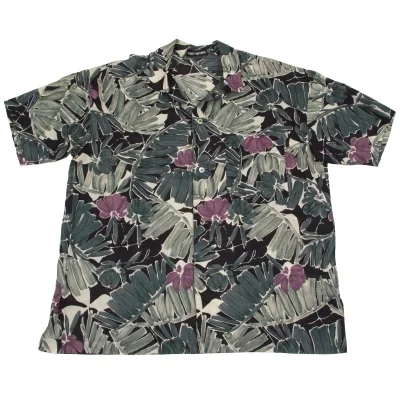イッセイミヤケ メンISSEY MIYAKEMEN コットンリネンボタニカル柄半袖シャツ