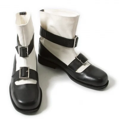 コムデギャルソンCOMME des GARCONS キャンバス切替ショートレザーブーツ