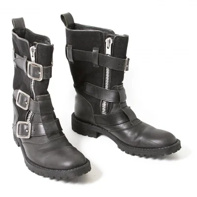 【最終値下げ】リミフゥLIMI feu キャンバス切替ショートレザーブーツ