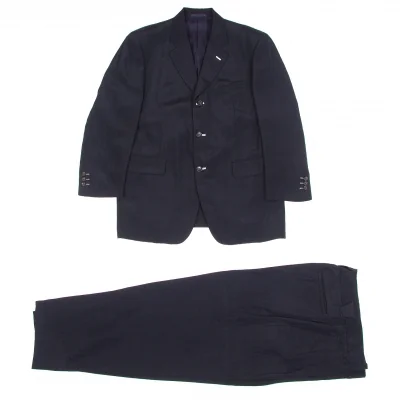 コムデギャルソン オムプリュスCOMME des GARCONS HOMME PLUS トリアセテートノッチドラペルセットアップスーツ 濃紺