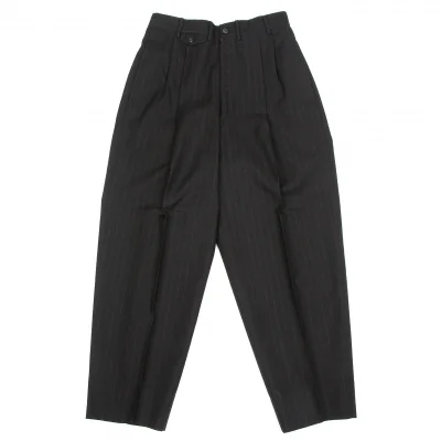 ヨウジヤマモトコスチュームドオムYohji Yamamoto COTUME D'HOMME ウールストライプツータックパンツ チャコール