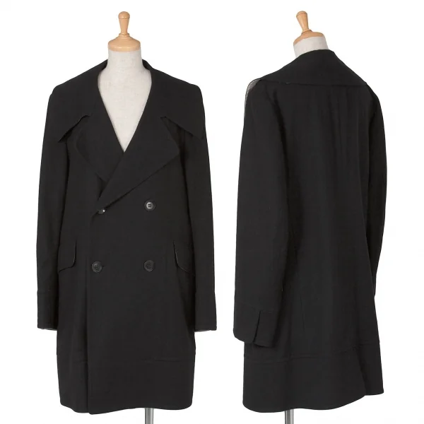 【最終値下げ】ヨウジヤマモト ノアールYohji Yamamoto NOIR 混紡ウールピーコート