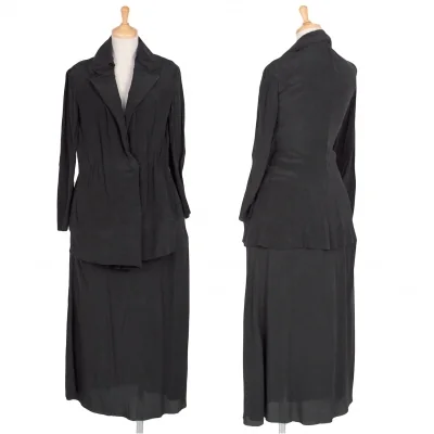 ヨウジヤマモト ファムYohji Yamamoto FEMME シルクシフォンジャケットセットアップ 黒