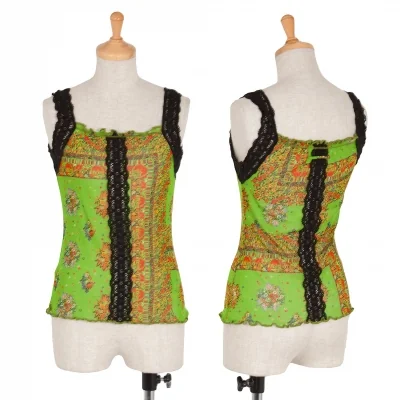 【SALE】ジャンポールゴルチエJean Paul GAULTIER パワーネットプリントレース切り替えタンクトップ 黄緑他