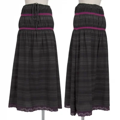 【SALE】ジャンポールゴルチエ ファムJean Paul GAULTIER FEMME レース装飾ギャザーデザインスカート 黒グレー