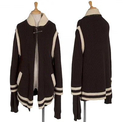 【SALE】ワイズY's レイヤードデザインニットブルゾン 茶オフ