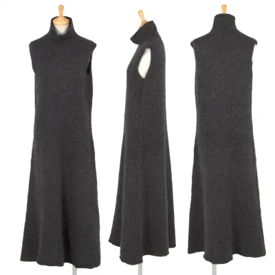 【SALE】ヨウジヤマモト ファムYohji Yamamoto FEMME ウールナイロンニットハイネックノースリーブワンピース