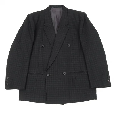 【SALE】ワイズフォーメンY's for men チェック織りウールダブルブレストジャケット グレー黒