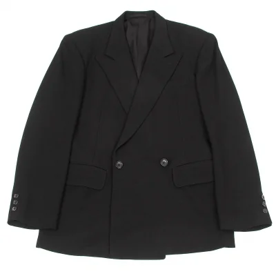 【SALE】ワイズフォーメンY's for men ウールピークドラペルダブルジャケット 黒