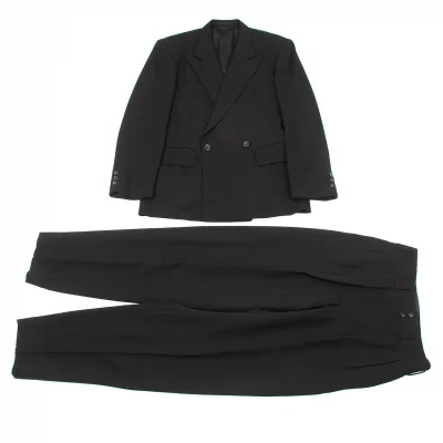 【SALE】ワイズフォーメンY's for men ウールピークドラペルセットアップスーツ 黒