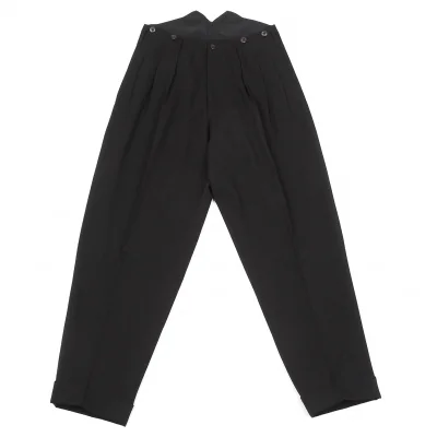 ヨウジヤマモト プールオム Yohji Yamamoto POUR HOMME ウールギャバツータックシンチパンツ