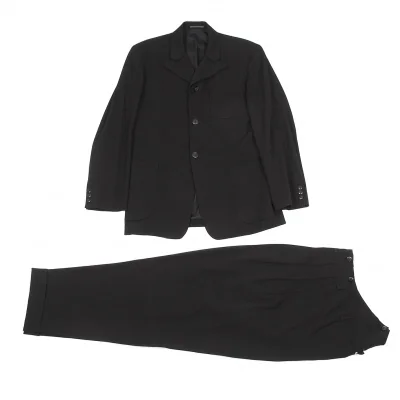 ヨウジヤマモト プールオム Yohji Yamamoto POUR HOMME ウールギャバカラー変形ジャケットセットアップ 黒