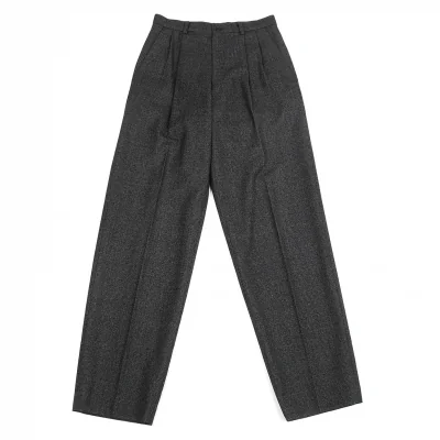 イッセイミヤケ メンISSEY MIYAKEMEN ウールグレンチェックツータックテーパードパンツ 濃淡グレー