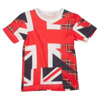 【SALE】コムデギャルソンCOMME des GARCONS タータンチェックユニオンジャックプリントTシャツ
