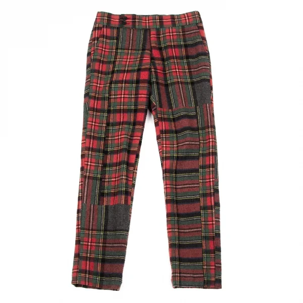 コムデギャルソンCOMME des GARCONS ウールナイロンタータンチェックテーパードパンツ